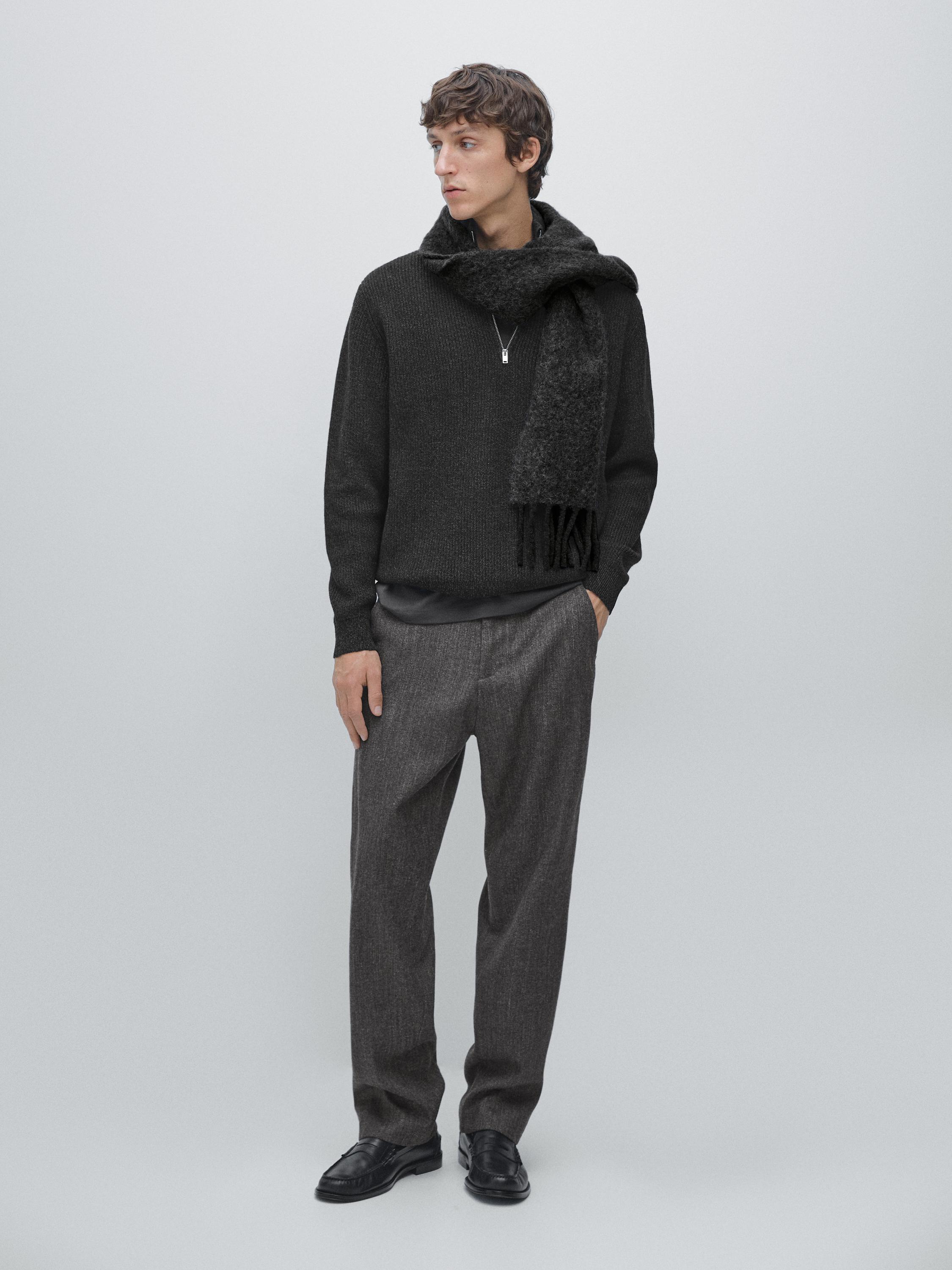 Mock neck knit sweater with zip